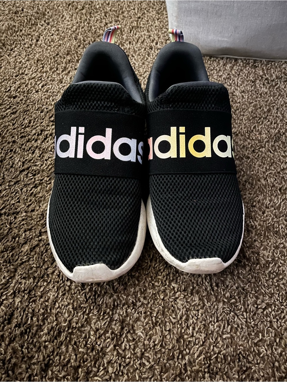 adidas Men’s Black Slip-On Sneakers with Iridescent Logo